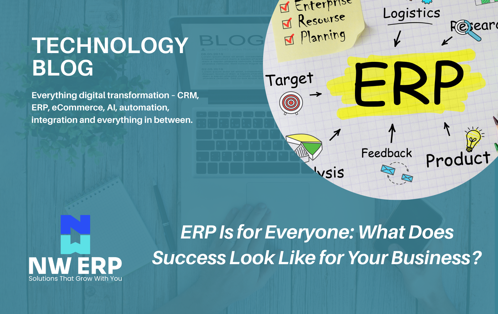 NW ERP technology blog banner promoting an article on ERP for small business and what success looks like.