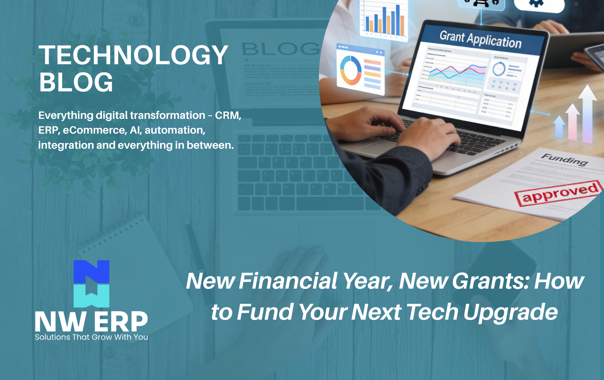 Technology grant funding blog header showing that grants can help fund your next technology project.